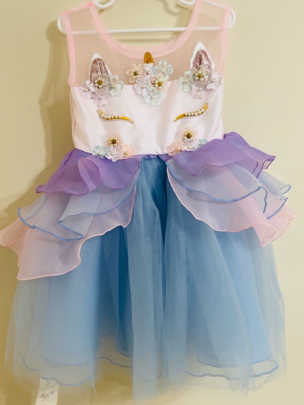 Girls multicolored pastel Unicorn Tulle Dress